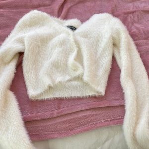 Wild fable fuzzy button up cropped sweater from target